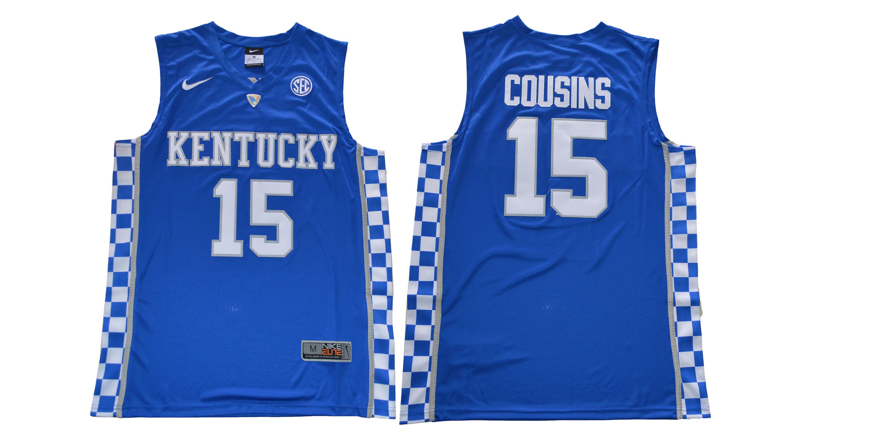 Men Kentucky Wildcats 15 Cousins Blue NBA NCAA Jerseys